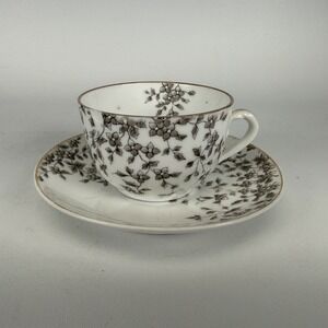 VINTAGE ANTIQUE CARLSBAD AUSTRIA TEA CUP AND SAUCER- READ